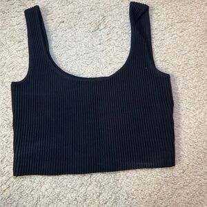 Forever 21 Black Ribbed Crop Tank Top